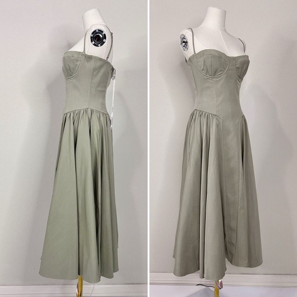 NWT House of CB Samaria Elm Taupe Corset Midi Dress M Romantic Coquette Wedding - Picture 11 of 16